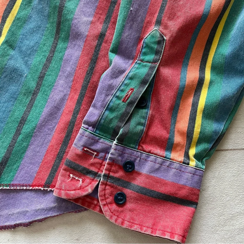 VTG Wrangler Men’s 18-36 Brushpopper 90s Striped Western Cowboy Rodeo Shirt. XXL - Picture 7 of 11